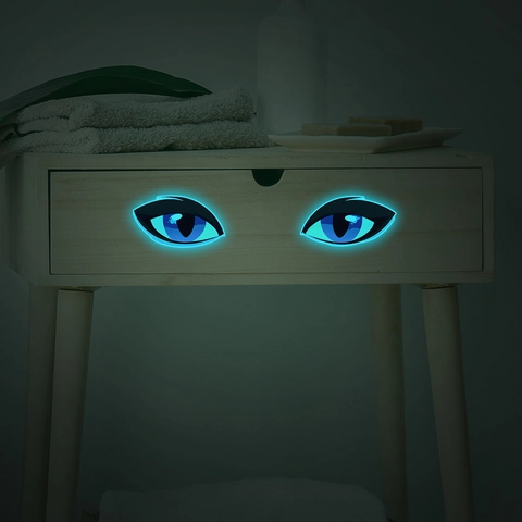 Luminous Glow In The Dark Blue Eyes Toilet Sticker Creative PVC Cartoon Bathroom Wall Sticker Home Decor Decal