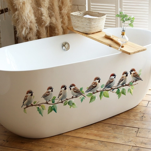 Aquarell Vögel Auf Baumzweigen Wandtattoo PVC Selbstklebend Wasserdicht Wandaufkleber Für Wohnzimmer Schlafzimmer Home Deko