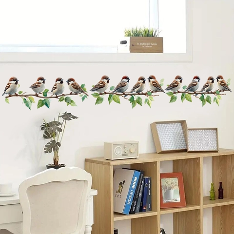 Aquarell Vögel Auf Baumzweigen Wandtattoo PVC Selbstklebend Wasserdicht Wandaufkleber Für Wohnzimmer Schlafzimmer Home Deko