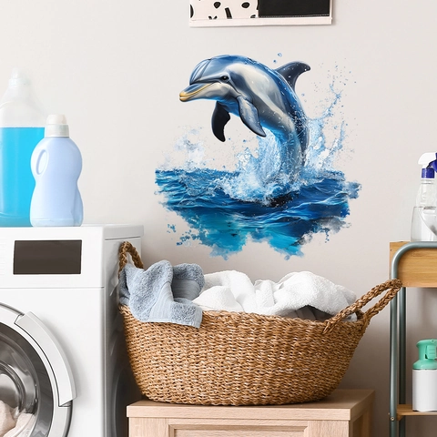 Dolphin Ocean Theme Wall Sticker Waterproof PVC Decal For Bathroom Living Room Sea World Removable Home Decor Decoration