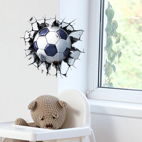 Kreativer 3D Fußball Wandaufkleber Aus PVC Abnehmbarer Aufkleber Für Sportfans Wohnzimmer Schlafzimmer Home Deko DIY Wandbild