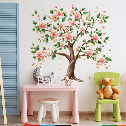Adesivo Murale Dipinto a Mano Con Fiori di Pesco e Foglie Fai-da-Te Murales in PVC Per Soggiorno Camera da Letto Decorazione Sfondo Casa