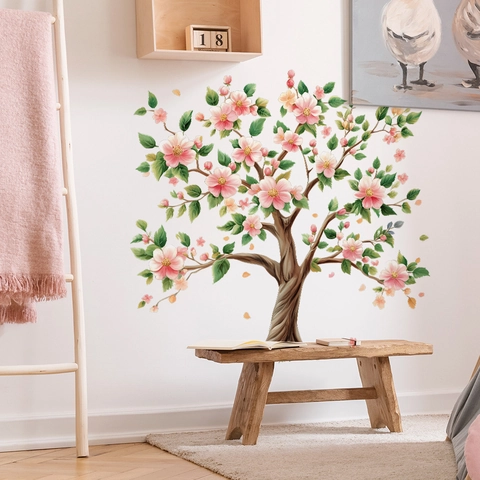 Adesivo Murale Dipinto a Mano Con Fiori di Pesco e Foglie Fai-da-Te Murales in PVC Per Soggiorno Camera da Letto Decorazione Sfondo Casa