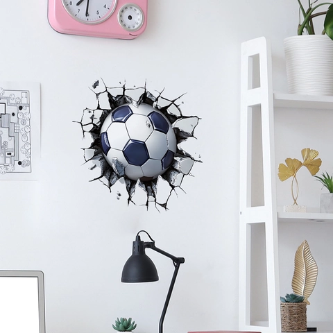 Kreativer 3D Fußball Wandaufkleber Aus PVC Abnehmbarer Aufkleber Für Sportfans Wohnzimmer Schlafzimmer Home Deko DIY Wandbild