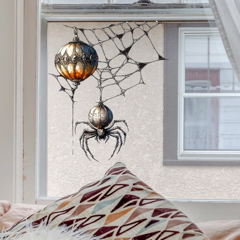 Halloween Spinne Fensterbild Statische PVC Aufkleber Gothic Spinnennetz Dekorative Folie Für Glasfenster Haus Party Dekor