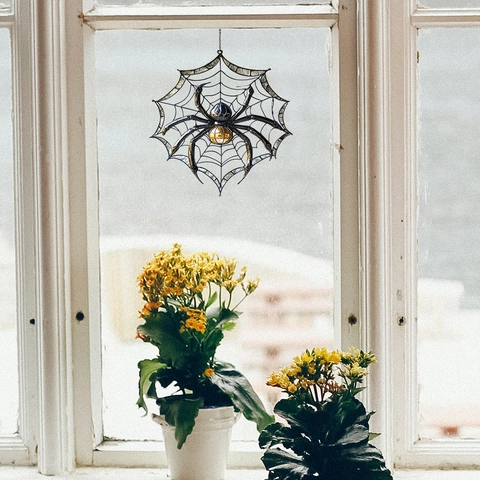 Halloween Telaraña Adhesivo Estático para Ventana Decoración PVC Impresión UV Pegatina de Vidrio para Hogar Balcón Fiesta Sin Pegamento