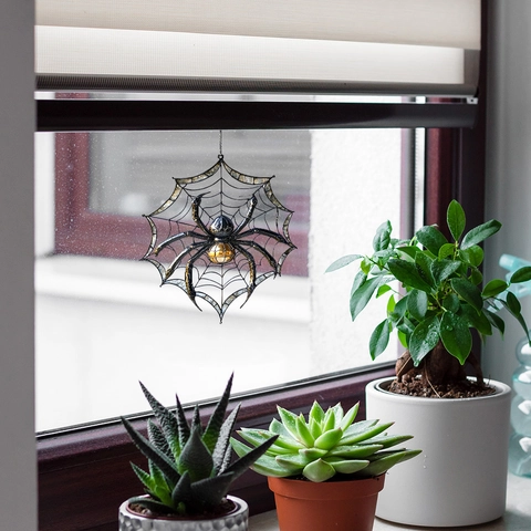 Halloween Telaraña Adhesivo Estático para Ventana Decoración PVC Impresión UV Pegatina de Vidrio para Hogar Balcón Fiesta Sin Pegamento