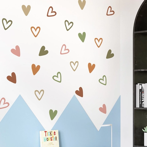 Minimalistische Morandi Kleur Hart Muurstickers Voor Kinderkamer Slaapkamer Woonkamer PVC Zelfklevende Hart Decoratieve Muurstickers
