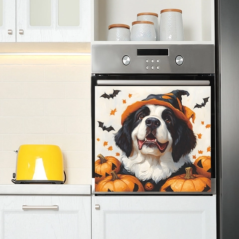 Halloween Bernese Mountain Dog Pumpkin Wall Sticker PVC Waterproof Dishwasher Fridge Decor Holiday Kitchen Decoration