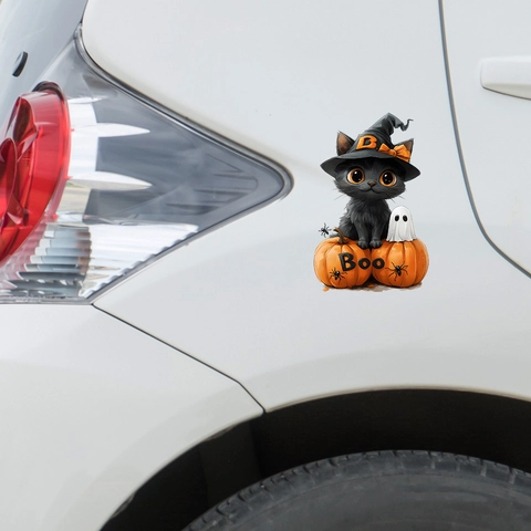 Halloween Autoaufkleber Wasserdicht PVC Dekor Schwarze Katze Kürbis Geist Muster Für Feiertagsatmosphäre Karosserie Fenster Dekoration