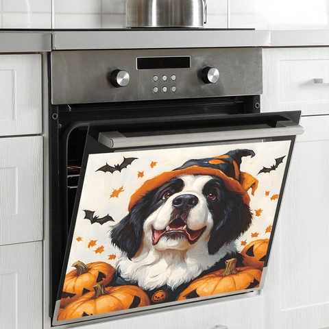 Halloween Bernese Mountain Dog Pumpkin Wall Sticker PVC Waterproof Dishwasher Fridge Decor Holiday Kitchen Decoration