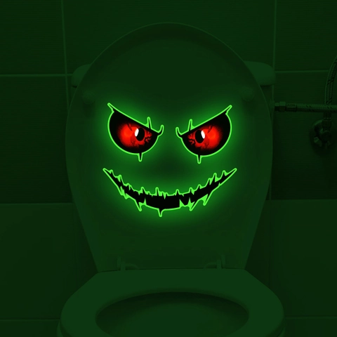 Vinilo Decorativo de Halloween que Brilla en la Oscuridad Ojos Inquietantes Boca PVC Calcomanía Removible para Decoración