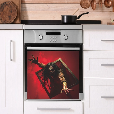 Halloween Spooky Zombie Dishwasher Decal 3D Horror PVC Wall Sticker For Kitchen Oven Appliance Holiday Atmosphere Home Decor