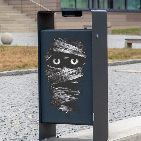 Halloween Mumie Augen Spähen Mülleimer Aufkleber PVC Wasserdicht Monster Bandage Aufkleber Für Outdoor Eimer Wand Heim Deko