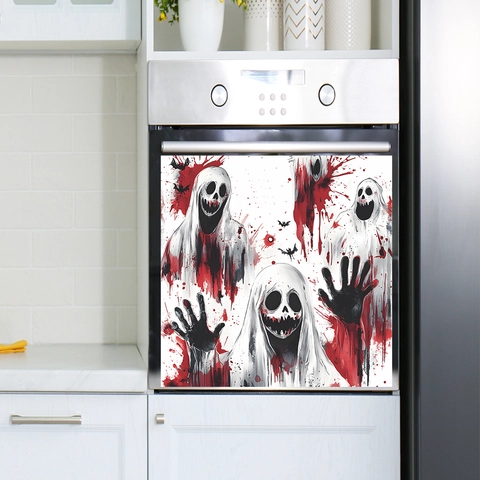 Halloween Horror Ghost Blood Splatter Kitchen Dishwasher Oven Sticker PVC Waterproof Decal For Festival Home Decor