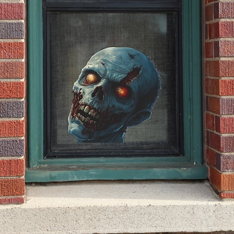 Adesivo per Finestre Zombie di Halloween Statico in PVC Decalcomania Horror per Porte in Vetro Balcone Decorazione Festival