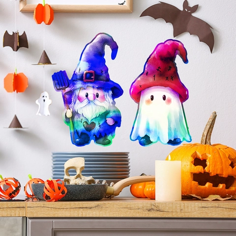 Halloween Holografische Laser Vensterstickers Spook Kabouter Cartoon Decals Voor Thuis Feest Festival Glas Decoratie