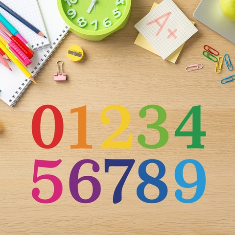 Dopamin Bemalte Bunte Zahlen 0-9 Wandaufkleber PVC Dekorative DIY Decals Für Kinderzimmer Kindergarten Frühkindliches Lernen