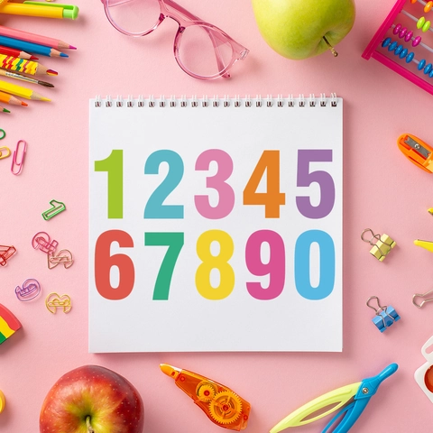 Dopamin Bemalte Bunte Zahlen 0-9 Wandaufkleber PVC Dekorative DIY Decals Für Kinderzimmer Kindergarten Frühkindliches Lernen