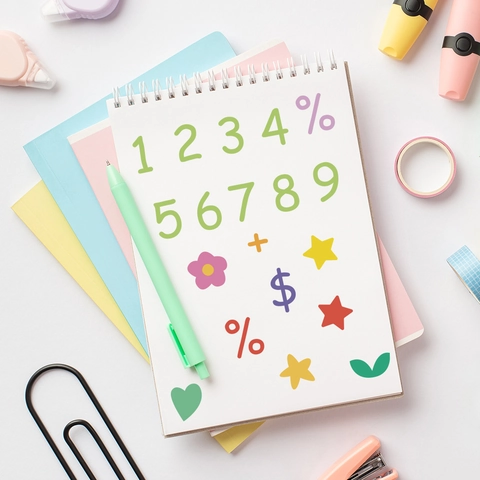 Modern PVC Colorful Number Mathematical Symbol Wall Stickers Waterproof DIY Decals For Kids Bedroom Nursery Classroom Decoration