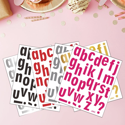 Pegatinas de Pared de PVC con Alfabeto Inglés en Minúsculas Calcomanías de Letras Removibles DIY Para Decoración de Fiesta de Cumpleaños