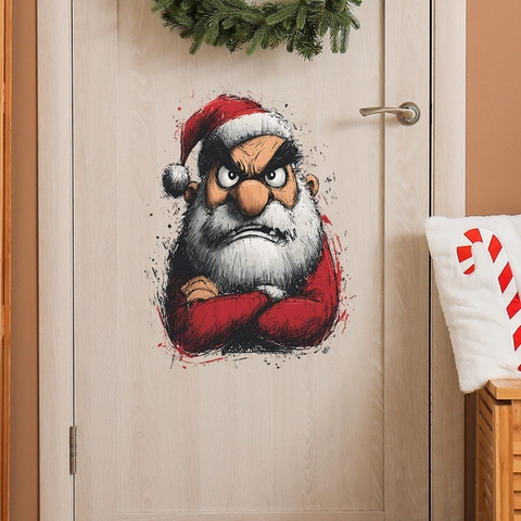 Boze Kerstman Muursticker PVC Verwijderbare Decal Voor Woonkamer Slaapkamer Huisdecoratie Grappige Kerstfeest Decoratie