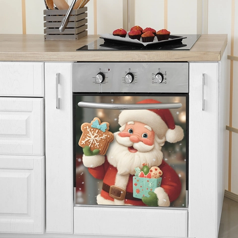Christmas Santa Claus Dishwasher Sticker PVC Waterproof Refrigerator Kitchen Decorative Decal For Holiday Home Party