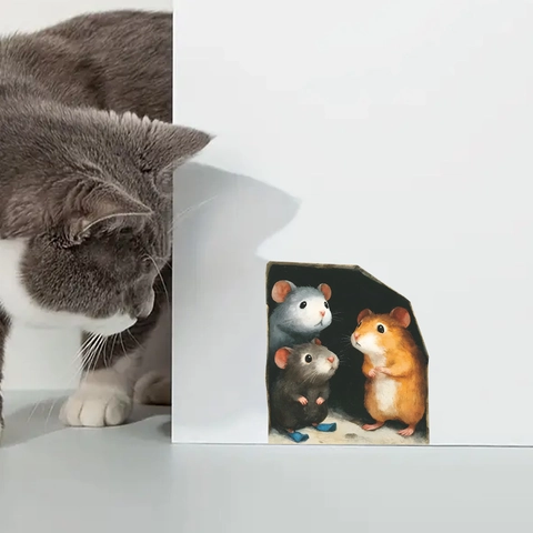 3D Cartoon Mouse Hole Wall Sticker Cute Simulated Mice In Hole DIY PVC Removable Decal For Living Room Bedroom Home Decor