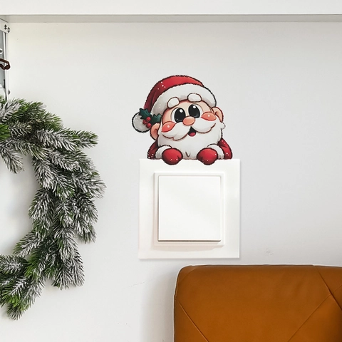 Cartoon Weihnachtsmann Wandaufkleber Weihnachten Lichtschalter Aufkleber PVC Abnehmbare Festive Deko Für Wohnzimmer