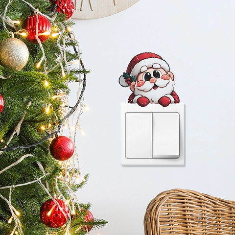 Cartoon Weihnachtsmann Wandaufkleber Weihnachten Lichtschalter Aufkleber PVC Abnehmbare Festive Deko Für Wohnzimmer