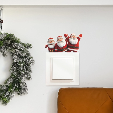 Pegatina para Interruptor de Papá Noel de Navidad PVC Dibujos Animados 3D Calcomanía de Pared Decoración Hogar