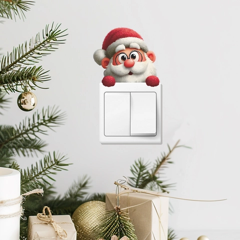 PVC Weihnachten Weihnachtsmann Schalteraufkleber Kreative Karikatur Wandtattoo Für Wohnzimmer Haus Feiertagsdeko