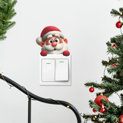 PVC Weihnachten Weihnachtsmann Schalteraufkleber Kreative Karikatur Wandtattoo Für Wohnzimmer Haus Feiertagsdeko