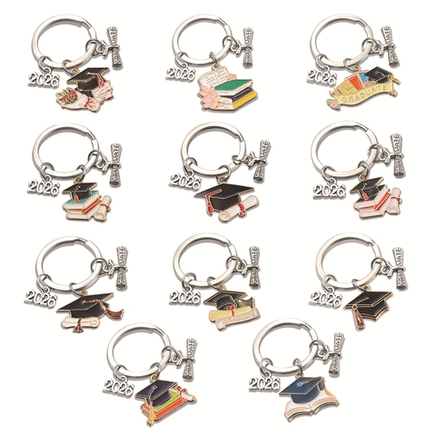 Portachiavi di Laurea in Lega 2026 Ciondolo Tocco Libro Pergamena Retro Souvenir Commemorativo Regalo per Studenti