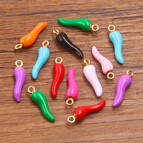 Alloy Chili Shape Pendant DIY Jewelry Making Accessory Enamel Drip Oil Vegetable Charm For Earrings Necklace Bracelet