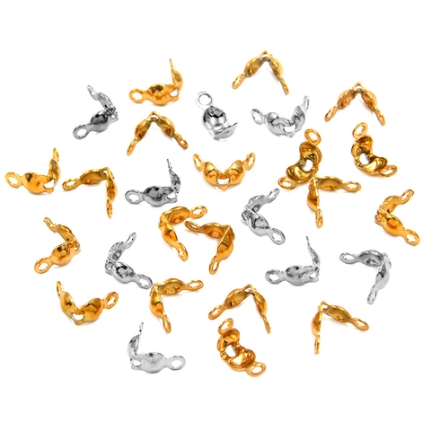 Stainless Steel Bead Tips Calottes For DIY Jewelry Making Findings Gold Silver Color Necklace Bracelet End Cap Connector Accessories
