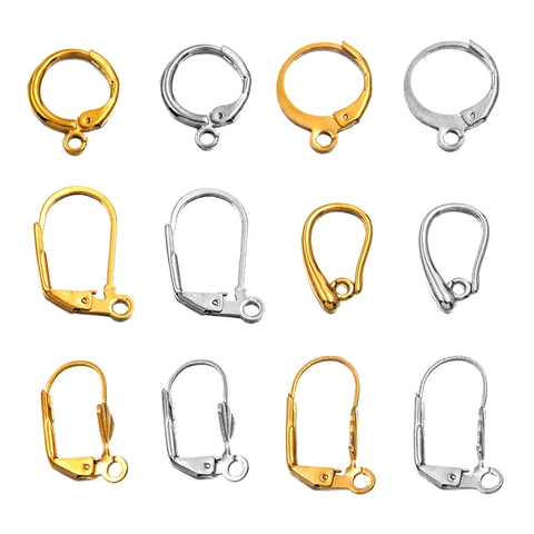 Edelstahl Ohrringhaken Brisuren Verschlüsse Für DIY Schmuckherstellung Gold Silber Plattiert D-Form Rund Muschel Zubehör