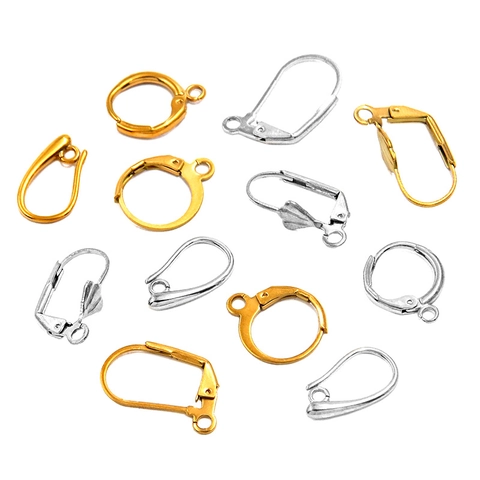 Edelstahl Ohrringhaken Brisuren Verschlüsse Für DIY Schmuckherstellung Gold Silber Plattiert D-Form Rund Muschel Zubehör