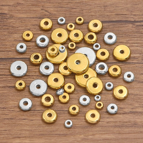 Perline Distanziatrici Tonde in Acciaio Inox Accessori Gioielli DIY Guarnizione in Metallo per Collana Bracciale Oro Argento