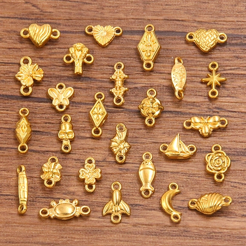 Stainless Steel DIY Jewelry Making Connectors Flower Heart Butterfly Crab Pendants Gold Silver Plated Jewelry Craft Accessories