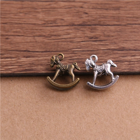 Vintage Zinc Alloy Rocking Horse Pendants DIY Jewelry Making Accessories Animal Toy Charms For Bracelets Necklaces