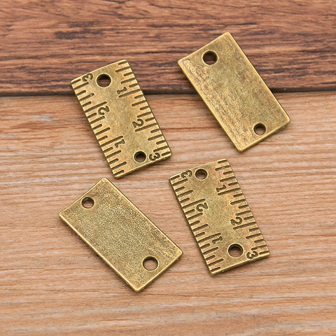 Vintage Alloy Ruler Shaped Pendants Scale Markings Ruler Connectors For DIY Jewelry Making Bracelet Necklace Accessories