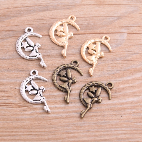 Antique Alloy Moon Fairy Angel Wing Star Charms Pendants For DIY Jewelry Making Necklace Bracelet Accessory Handicraft Supplies