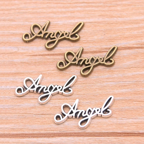Vintage Antik Bronze Silber Angel Wort Buchstabe Legierung Anhänger Für DIY Halskette Armband Schmuckherstellung Zubehör Charms