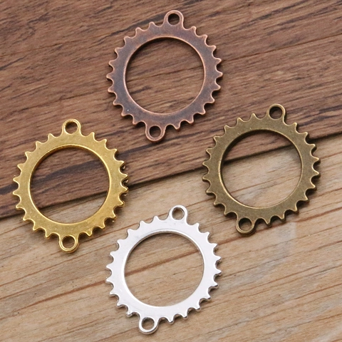 Vintage Steampunk Tandwiel Legering Hanger DIY Sieraden Maken Connector Accessoires Ronde Dubbele Lus Holle Charm Voor Knutselen