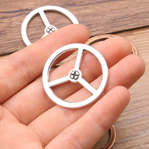 Vintage Punk Style Steering Wheel Gear Alloy Pendants Antique Bronze Silver Red Copper Hollow DIY Jewelry Making Findings Accessory For Bracelet Necklace