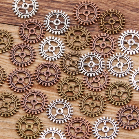 Steampunk Retro Legering Tandwiel Hangers Voor DIY Sieraden Maken Armband Ketting Antiek Brons Zilver Rood Koper Punk Accessoire