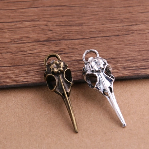Pendentifs en Alliage Crâne d'Oiseau Gothique Vintage Forme de Fleur Charm Tête de Corbeau pour la Fabrication de Bijoux DIY