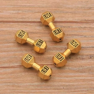 Dumbbell Shape Zinc Alloy Beads Charms For DIY Jewelry Making Fitness Gym Theme LIVE LIFT Engraved Antique Silver Gold Jewelry Findings Accessory