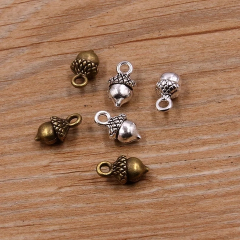 Retro Alloy Acorn Pendant Christmas Pine Nut Charm For DIY Necklace Bracelet Jewelry Making Accessory For Women Girls